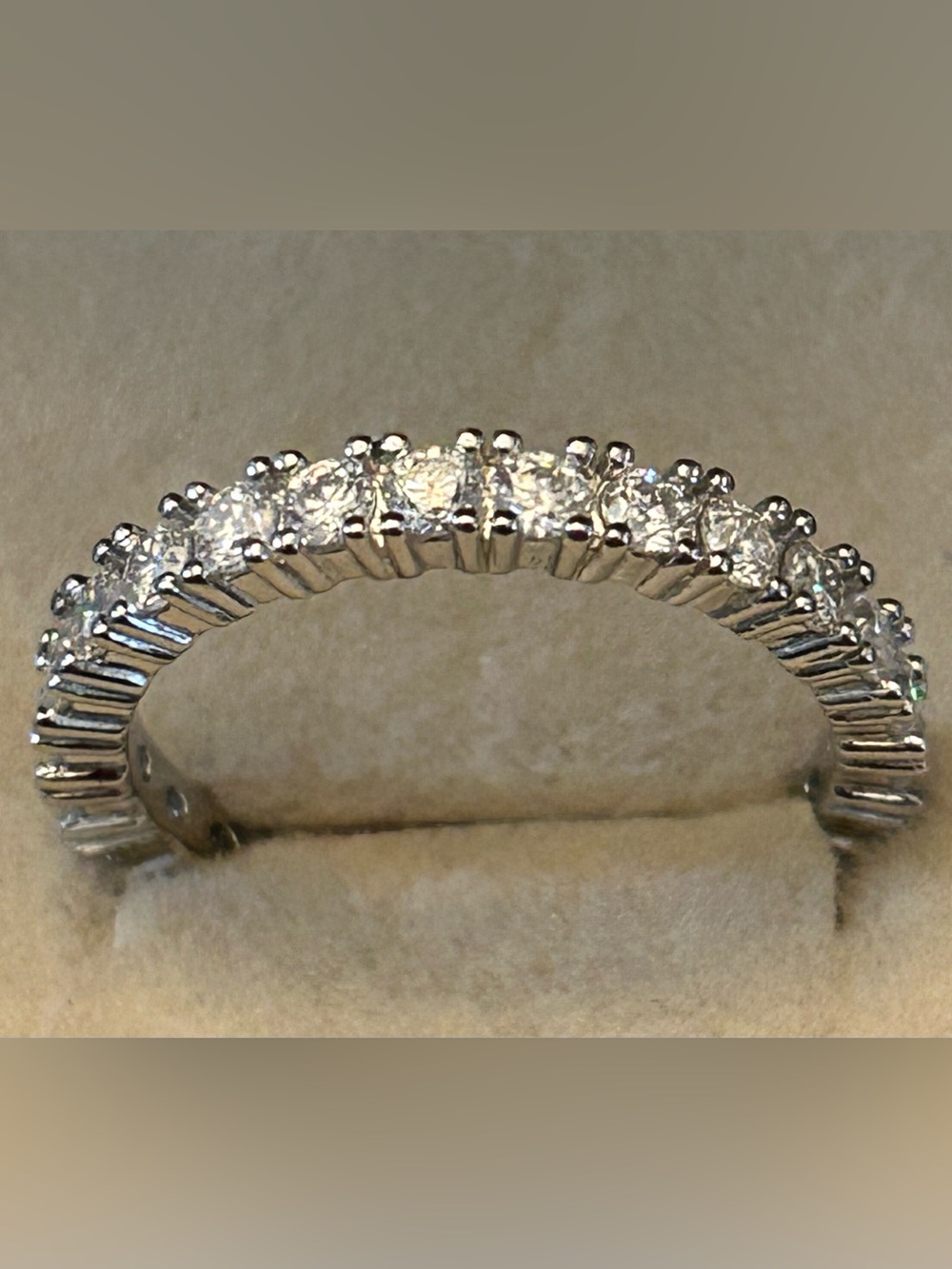 Sparkling 1.00CTW White Moissanite Full Eternity Band Ring 925 Sterling Silver